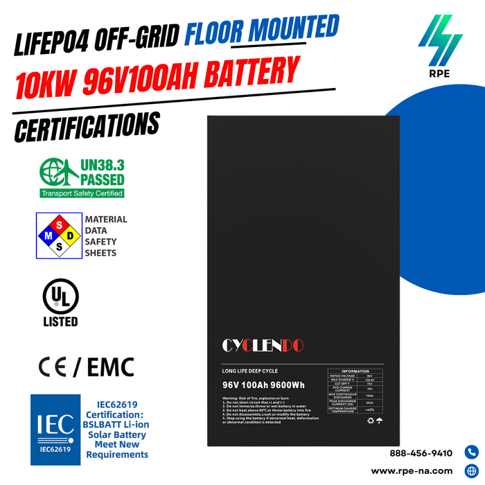 Cyclendo | 96V 100Ah Battery | UL Listed