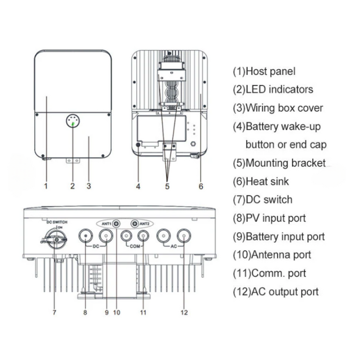 Growatt | 3kW - 11kW 6000TL-XH-US Grid-Tie| Battery Storage Solar Inverter