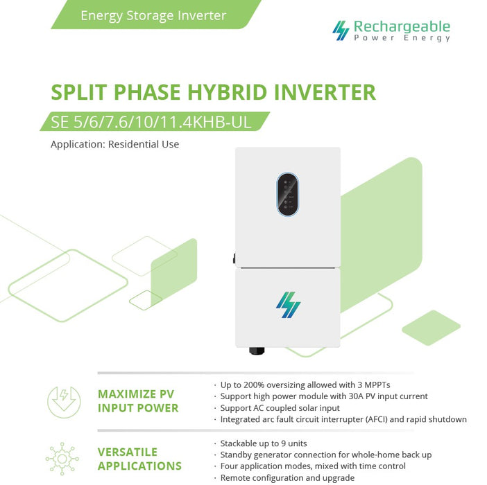 Split Phase SE 11.4KHB-UL Hybrid Inverter