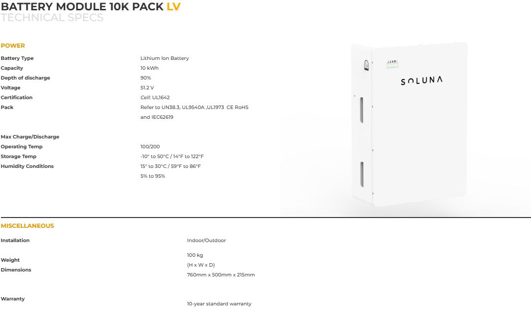 Soluna Battery Module EOS 5K LV Pack