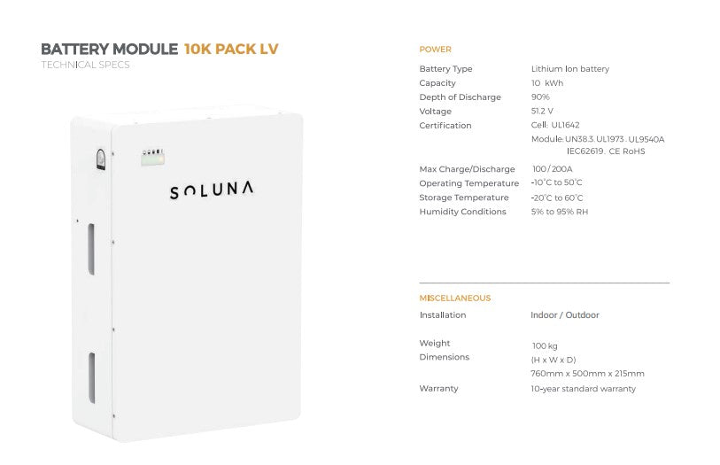 Soluna Battery Module EOS 5K LV Pack