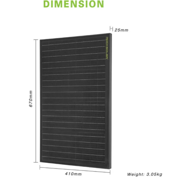 Black Diamond | 50W 12V Monocrystalline Rigid Solar Panel