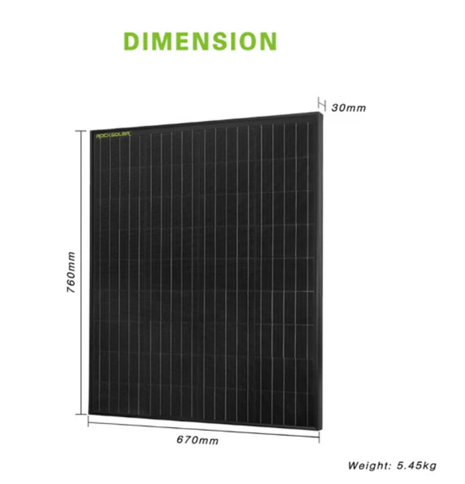 Black Diamond | 100W 12V Rigid Monocrystalline Solar Panel