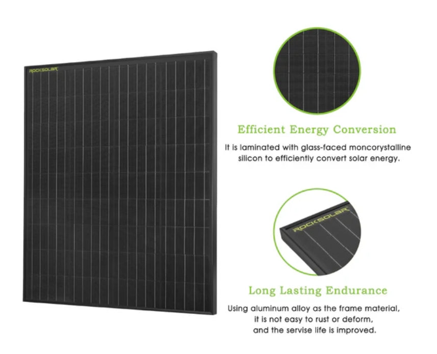 Black Diamond | 100W 12V Rigid Monocrystalline Solar Panel