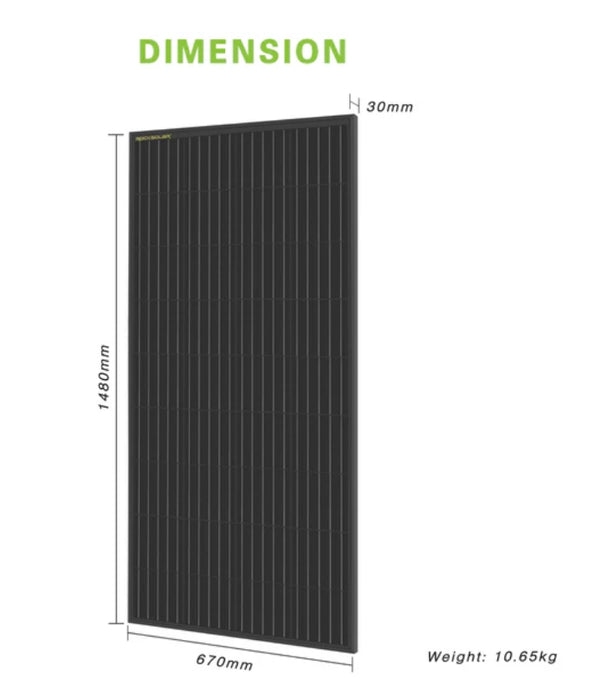 Black Diamond | 600W 12V Rigid Monocrystalline Solar Panel(3X200W)