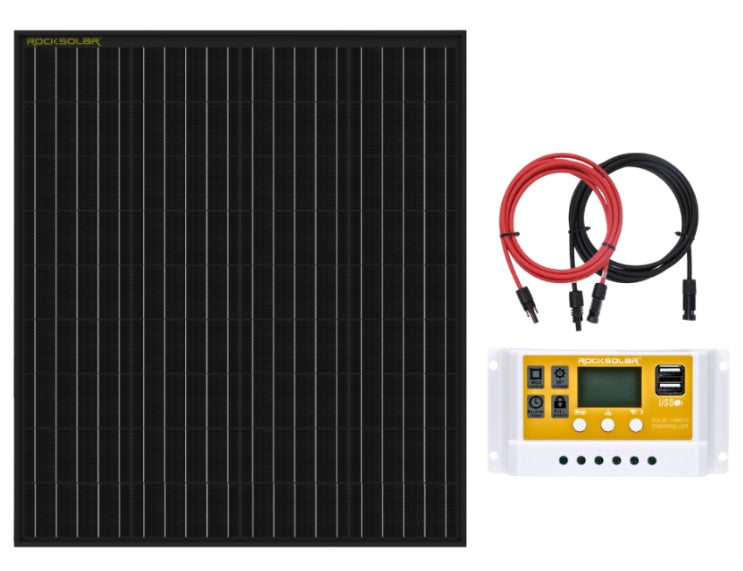 RockSolar 100W 12V Rigid Solar Panel Kit With 30A PWM Controller