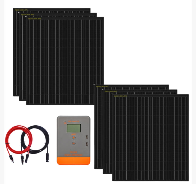 RockSolar 600W 12/24V Rigid Solar Panel Permium Kit with MPPT Controller